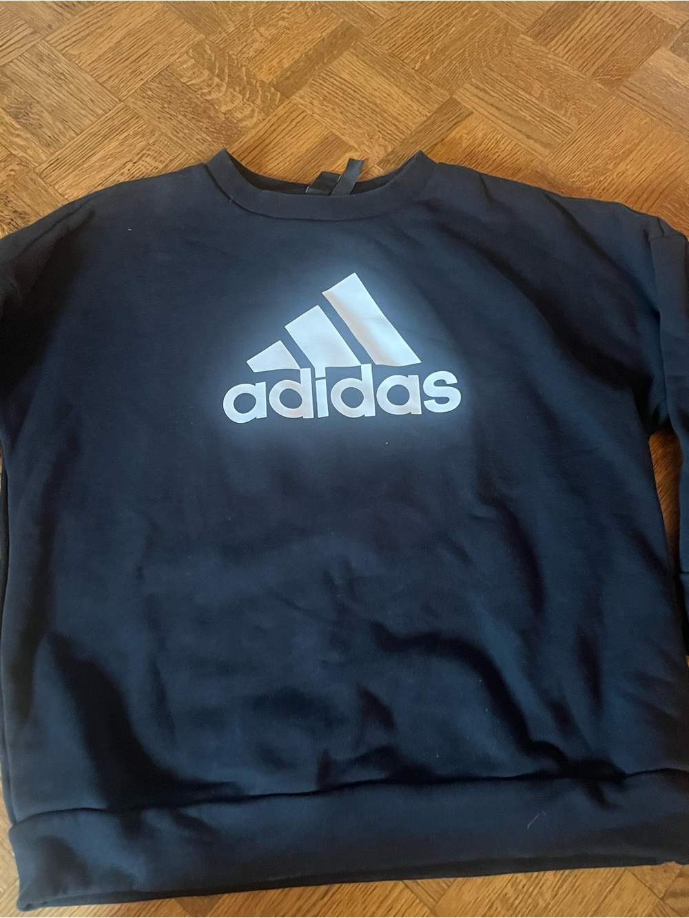 adidas Black Crewneck Sweatshirt with White Trefoil Logo